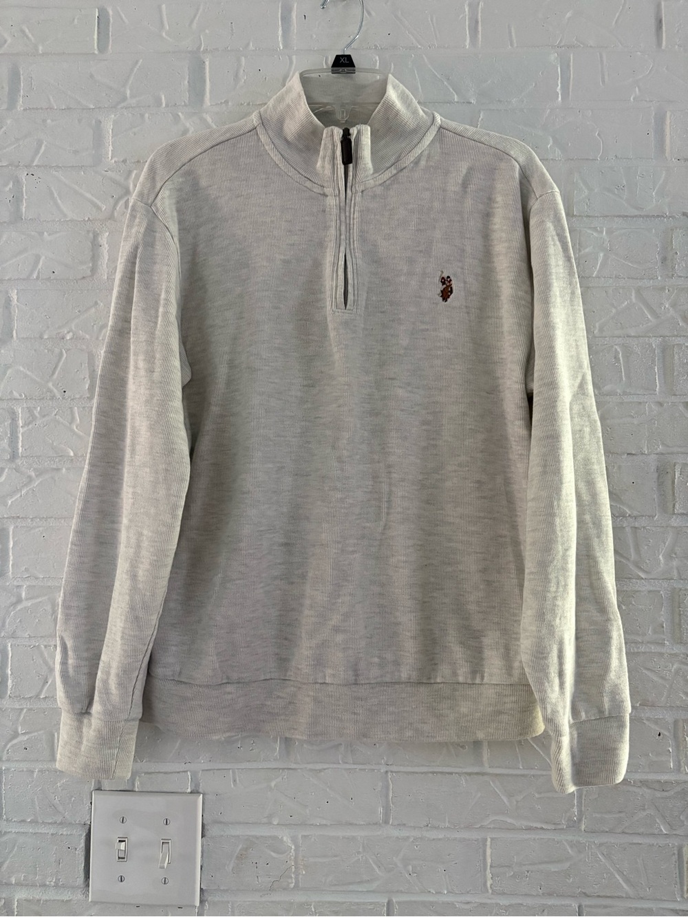 Men's Quarter-Zip Pullover Sweater - Light Heather Cream